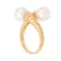 8-8.5mm Round White Freshwater Pearl 10K Yellow Gold Bypass Ring