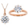 Solitaire CZ Pendant And Ring Set In 18K Rose Gold Over Sterling Silver