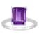 10x8mm Emerald Cut Amethyst and 1/10 ctw Diamond Rhodium Over Sterling
Silver Ring