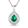 2.85ctw 14K White Gold Zambian Emerald and White Diamond Pendant with 18
inch Cable Chain