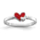 Rhodium Over Sterling Silver Red Enameled Double Heart Children's Ring