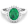 1.19ctw Green Emerald and Diamond 14K White Gold Halo Ring