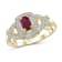 Red Ruby with White Diamond Accent 14K Gold Over Sterling Silver Ring 0.60ctw