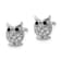 Rhodium Over Sterling Silver Black and White Cubic Zirconia Owl Post Earrings