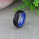 RIGEL Flat Beveled Edges Black Tungsten Ring with Brushed Center and
Vibrant Blue Ceramic Inside 8mm