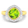 Cushion Cut Green Peridot and White Diamond 14K Yellow Gold Halo Ring
2.26 ctw