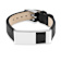 Mens Black Leather and Stainless Steel Bracelet