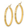 14k Yellow Gold 1 1/4" Polished Satin and Diamond-Cut Hoop Earrings