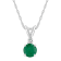 5mm Round Emerald with Diamond Accent 14k White Gold Pendant With Chain