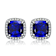 Sapphire Color CZ Halo Stud Earrings In Sterling Silver
