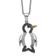 Rhodium Over Sterling Silver Enamel and Cubic Zirconia Penguin Necklace