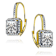 Princess-Cut CZ Halo Drop Earrings In 14K Gold Over Brass