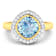 Cushion Cut Blue Aquamarine and White Diamond 14K Yellow Gold Halo Ring
1.72 ctw