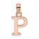 14k Rose Gold Polished Block Letter P Initial Pendant