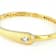 Polished CZ Round And Pear Bangle Bracelet In 18K Gold Over Sterling Silver