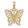 14k Yellow Gold Large Filigree Cut-Out Butterfly Pendant