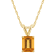 8x6mm Emerald Cut Citrine 14k Yellow Gold Pendant With Chain