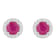 4mm Round Ruby 1/8 ctw Diamond Rhodium Over Sterling Silver Halo Stud Earrings