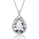 Pear Shape CZ Halo Pendant Necklace In White Rhodium Over Brass