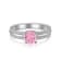 Round Pink and White Cubic Zirconia Sterling Silver Ring