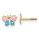 14K Yellow Gold Polished Enameled Butterfly Screwback Post Earrings