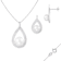7-11mm Button White Freshwater Pearl and CZ Rhodium Over Sterling
Earring and Pendant W/Chain Set