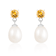 White Freshwater Pearl And CitrIne Dangle Earrings In Sterling Silver