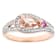 Morganite, Lab Pink Sapphire And White Zircon Two-Tone Ring In 18K Rose
And Rhodium Over Sterling Silver 1.20ctw