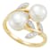 7-7.5mm Round White Freshwater Pearl with White Topaz Accents 10K Rose
Gold Leaf Design Ring