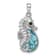 Rhodium Over Sterling Silver Crystal Background Seahorse Pendant