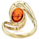 Amber Bypass Ring In 18K Gold Over Sterling Silver