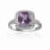 Square Cushion Amethyst Sterling Silver Solitaire with Beaded Halo Ring, 2.00ct