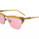 Gucci Brushed Gold Tone and Caramel Frame / Pink Lens Sunglasses