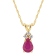 6x4mm Pear Shape Ruby with Diamond Accents 14k Yellow Gold Pendant With Chain