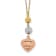 14K Tri-color Ropa Diamond Cut Beads and Heart with 2-inch Extension Necklace