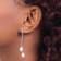 Rhodium Over Sterling Silver  7-8mm White Freshwater Cultured Pearl Post
Dangle Earrings