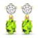 1.26ctw 14K Yellow Gold Oval Green Peridot and White Diamond Halo Earrings