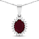 1.50ctw 14K White Gold Ruby and White Diamond Pendant with 18 inch Cable Chain