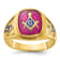 10K Yellow Gold Men's Enamel and Lab Created Ruby Blue Lodge Masonic Ring