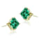 Emerald Color CZ Square Stud Earrings In 14K Gold Over Sterling Silver