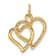 14k Yellow Gold Polished and Textured Double Heart Pendant