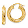 14k Yellow Gold 1" Polished and Textured Twisted Round Hoop Earrings
