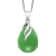 Green 18x13MM  Jadeite Tear Drop Shape Sterling Silver Pendant with
Singapore Chain