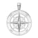 Rhodium Over Sterling Silver Polished Large Nautical Compass Pendant