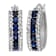 Lab-Created Blue And White Sapphire Hoop Earrings In Sterling Silver