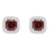 5mm Cushion Garnet 1/5 ctw Diamond Rhodium Over Sterling Silver Halo
Stud Earrings