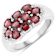 Oval Red Rhodolite Rhodium Over Sterling Silver Cluster Ring 2.1ctw