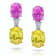 15.11 Carat Oval Pink & Yellow Sapphires and Diamond Earrings