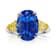 10.45ctw Oval Blue Sapphire and Fancy Yellow Diamond Platinum Ring