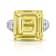 Platinum 20.41 Carat Asscher Yellow Sapphire and Dimond Ring